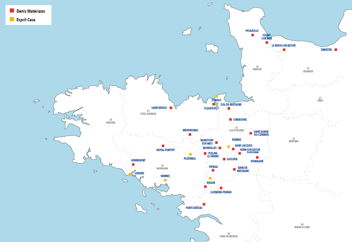 Carte groupe Denis Matériaux