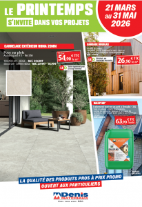 Couverture du catalogue promotionnel printemps 2026 par Denis Matériaux